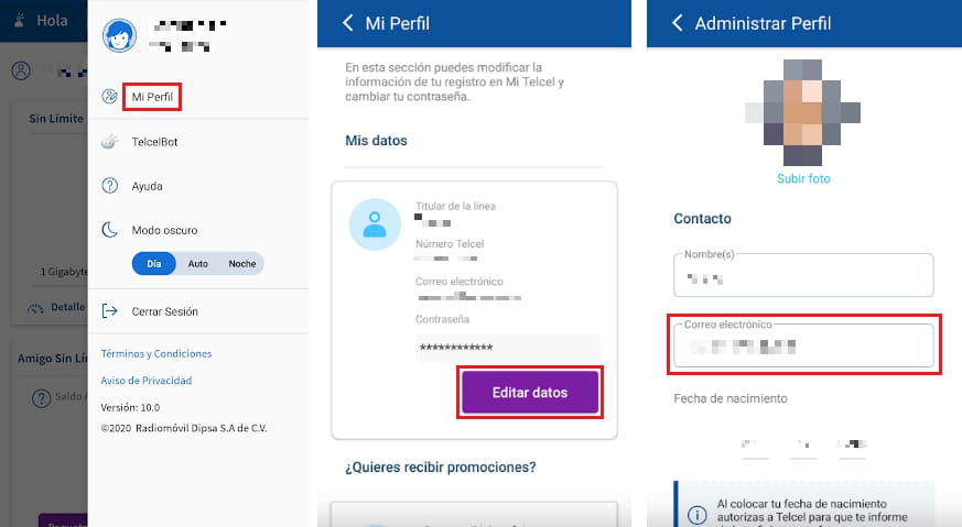 Actualización del plan de datos de Telcel